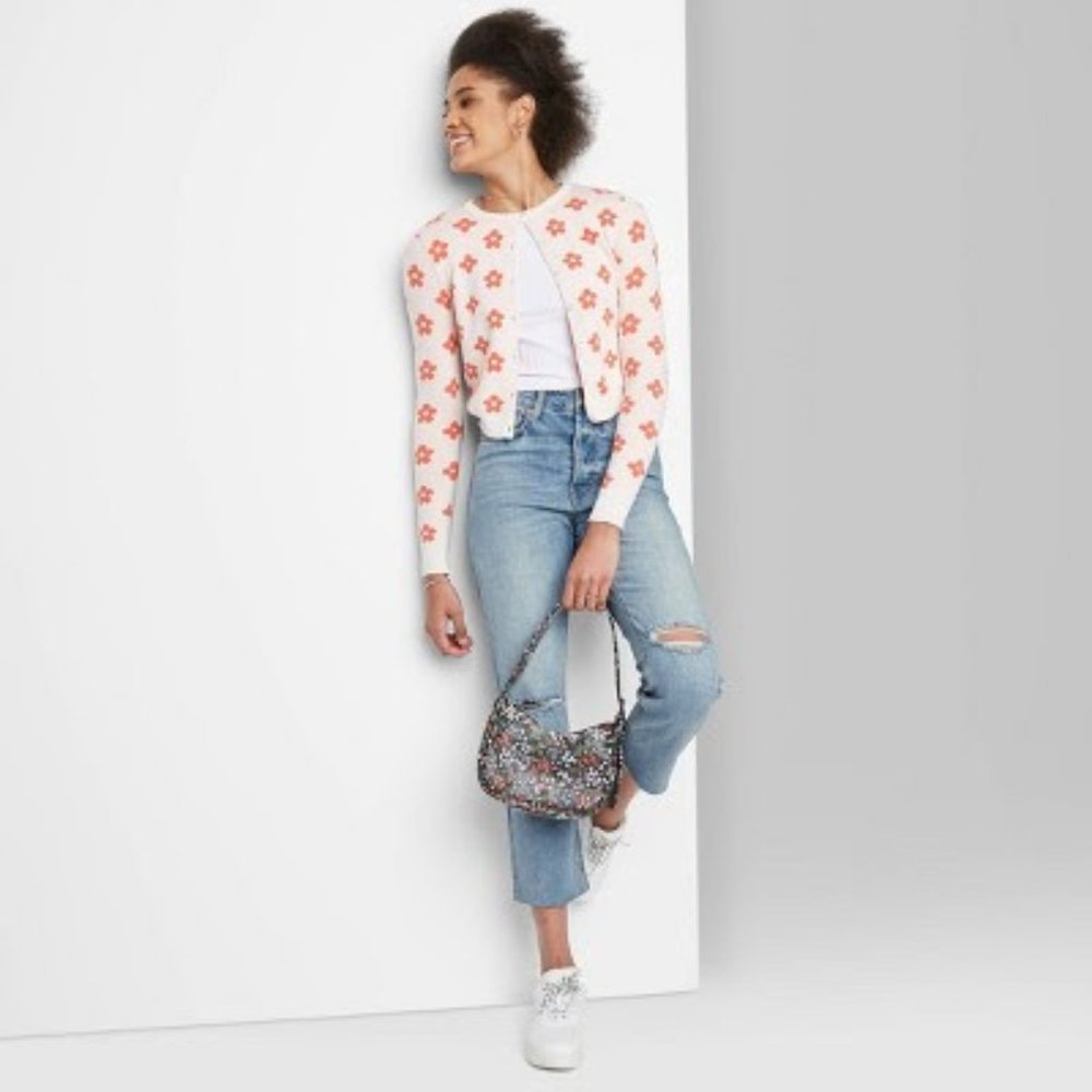 Super-High Rise Distressed Slim Straight Jeans - Wild Fable - Size 8